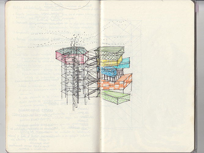 Dibujo cuaderno moleskine arquitectura - Pablo Martínez Alonso